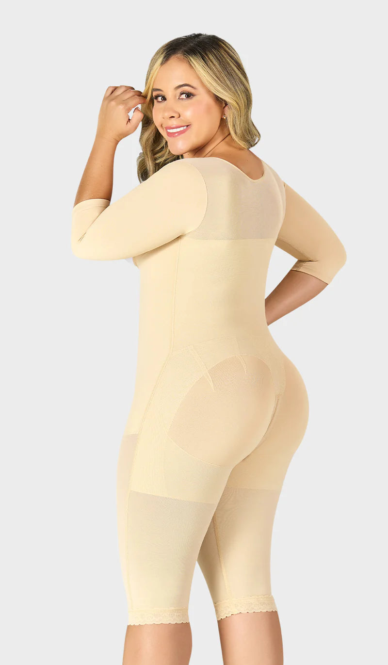 Faja larga colombiana con brazos postoperatoria uso diario. REF. F0074