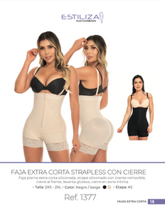 Faja Colombiana Moldeadora Extra Corta Strapless Con Cierre Estiliza Ref. 1377