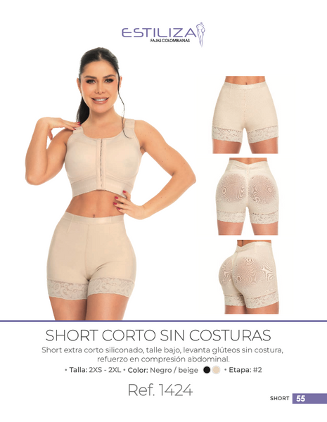 Faja Colombiana Short Corto Levanta Glúteos Sin Costuras Estiliza Ref. 1424