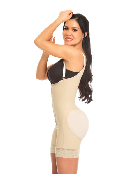 Faja colombiana media pierna 3 niveles de broche 1389 - beige / negro