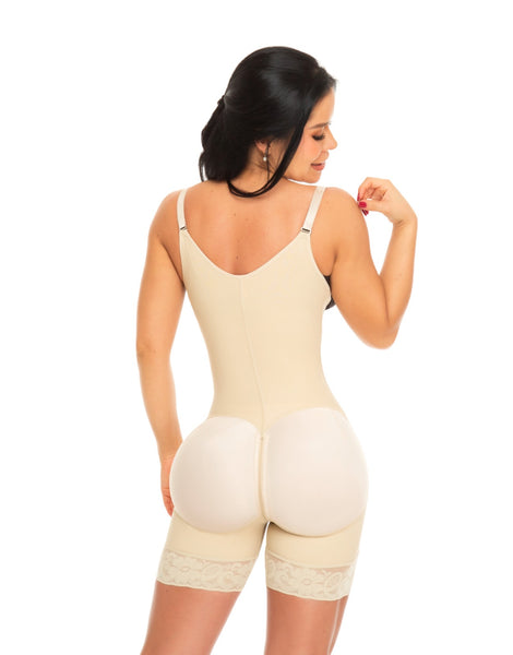 Faja colombiana media pierna 3 niveles de broche 1389 - beige / negro