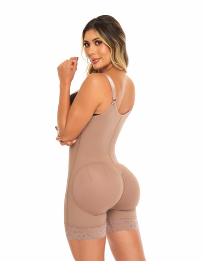 Faja colombiana media pierna 3 niveles de broche 1389 - beige / negro / cocoa